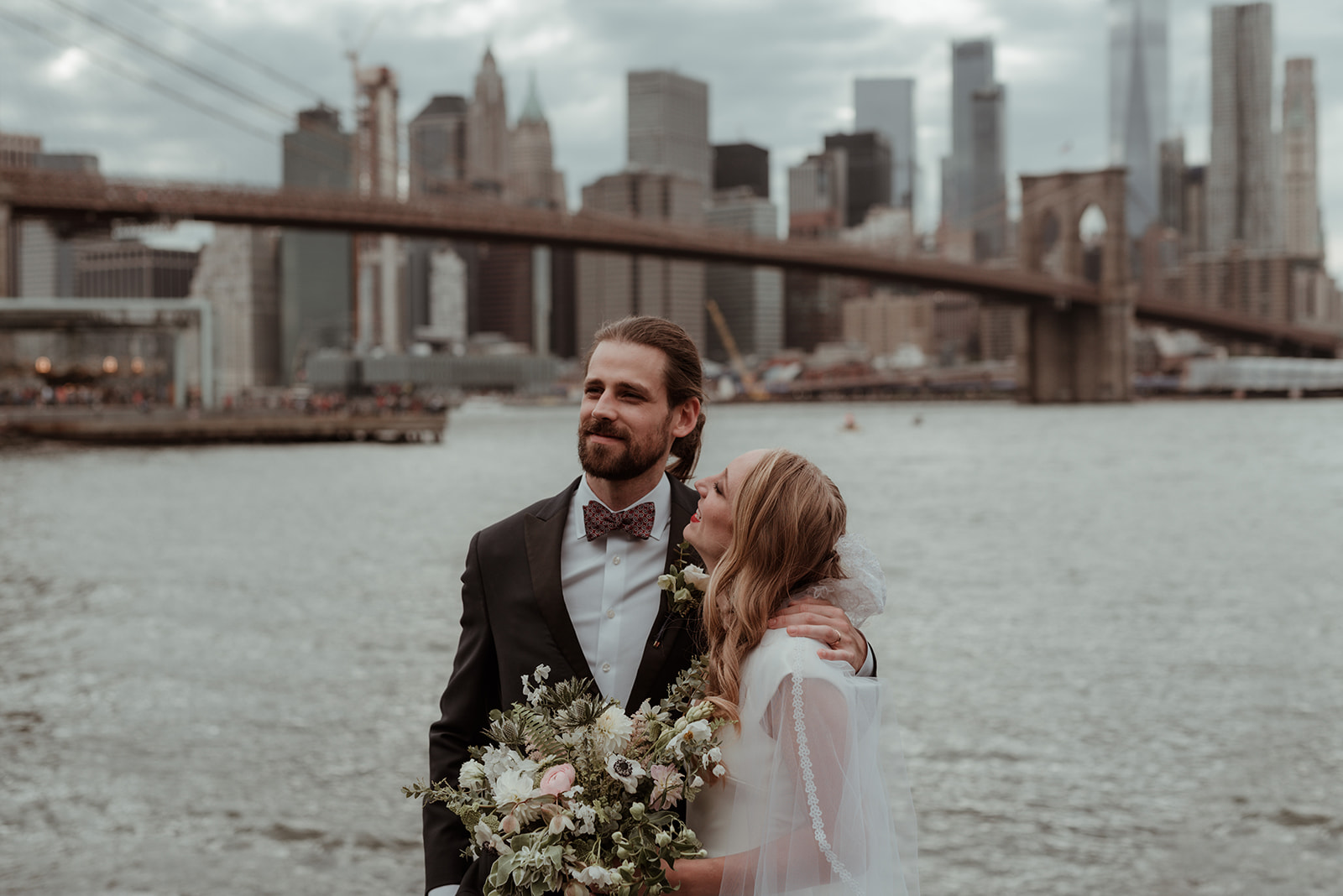 Brooklyn Bridge wedding captured by Glasgow wedding photographer Betty jnr co modern editorial