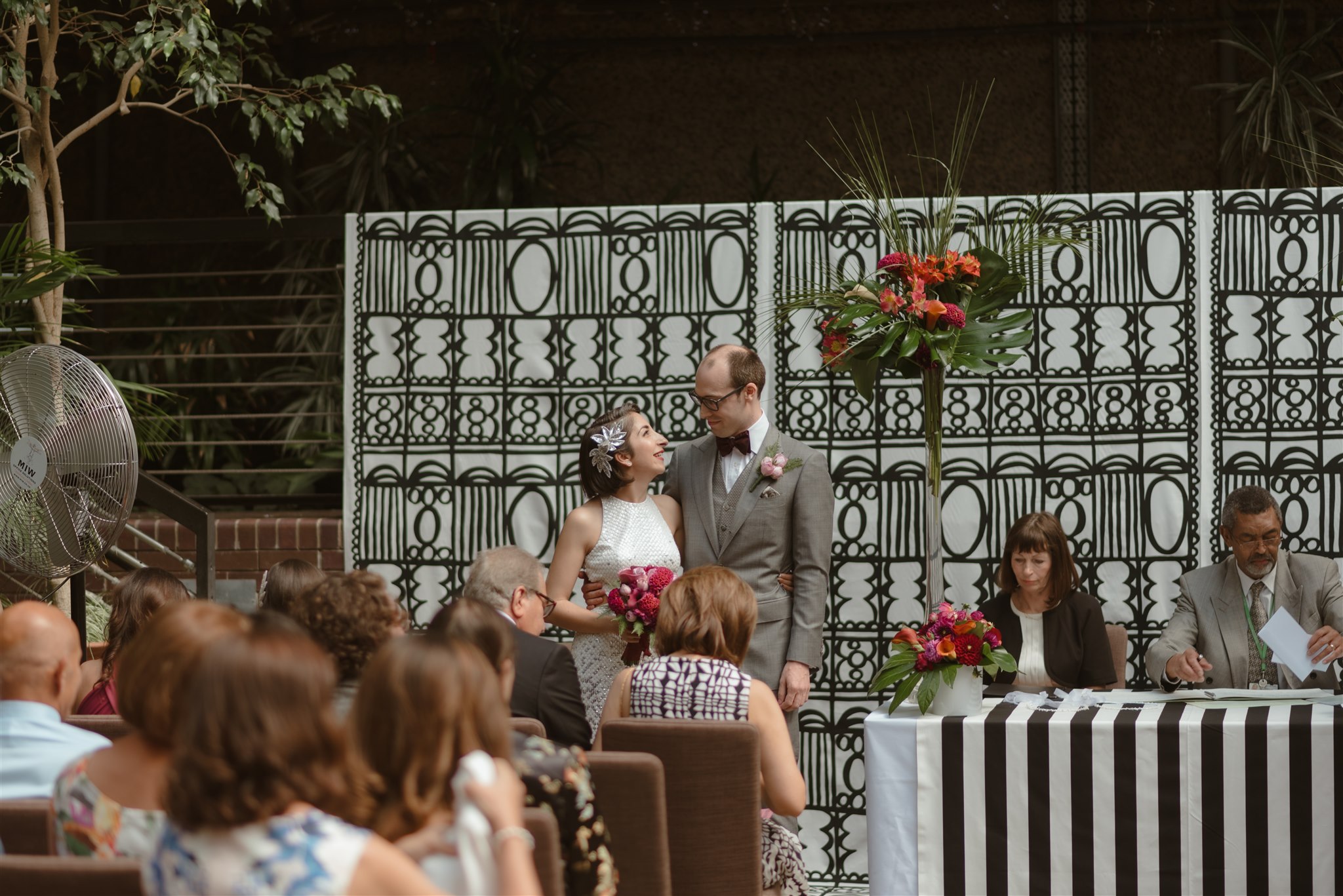 wedding in London at the Barbican. Editorial style wedding photographer