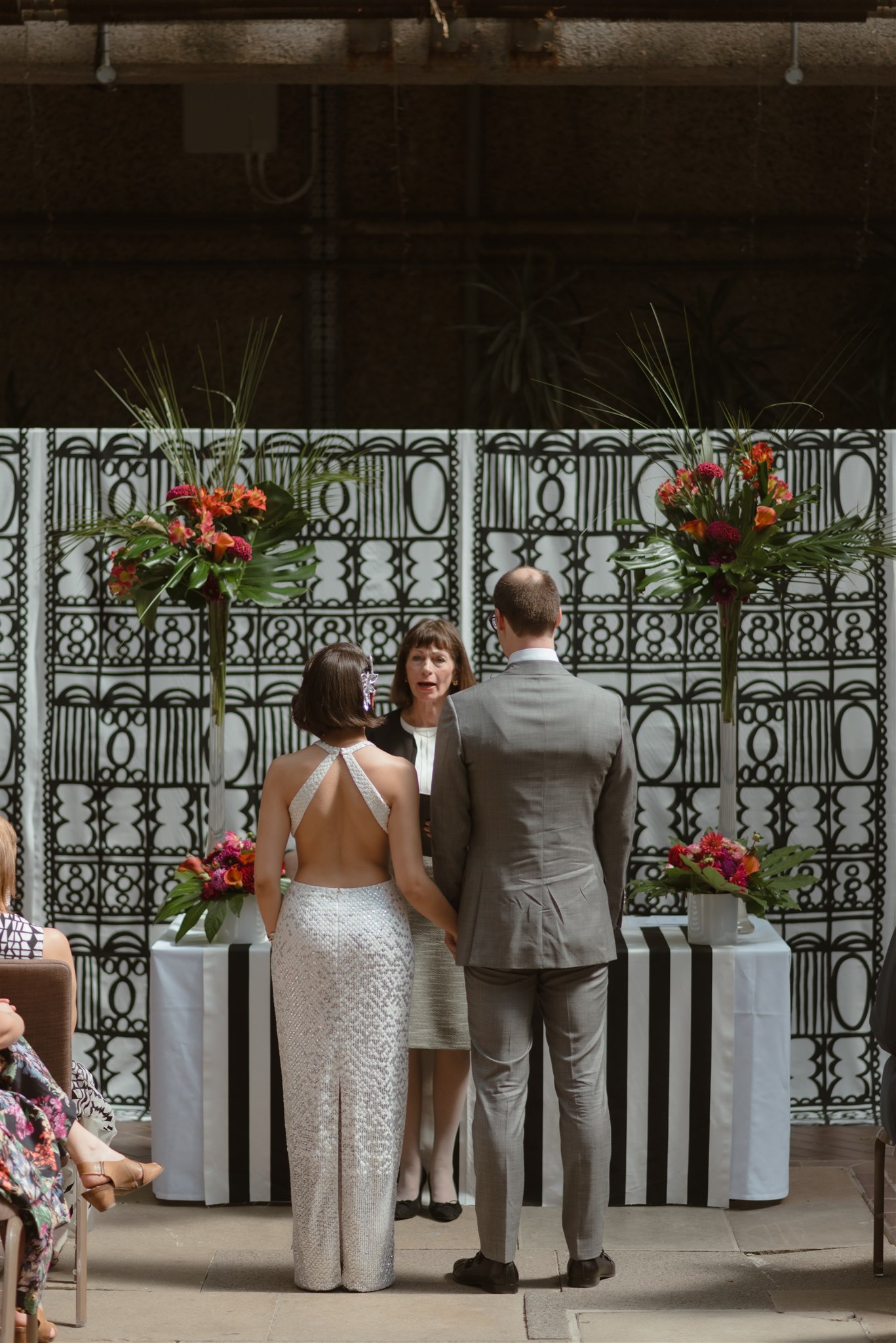 wedding in London at the Barbican. Editorial style wedding photographer