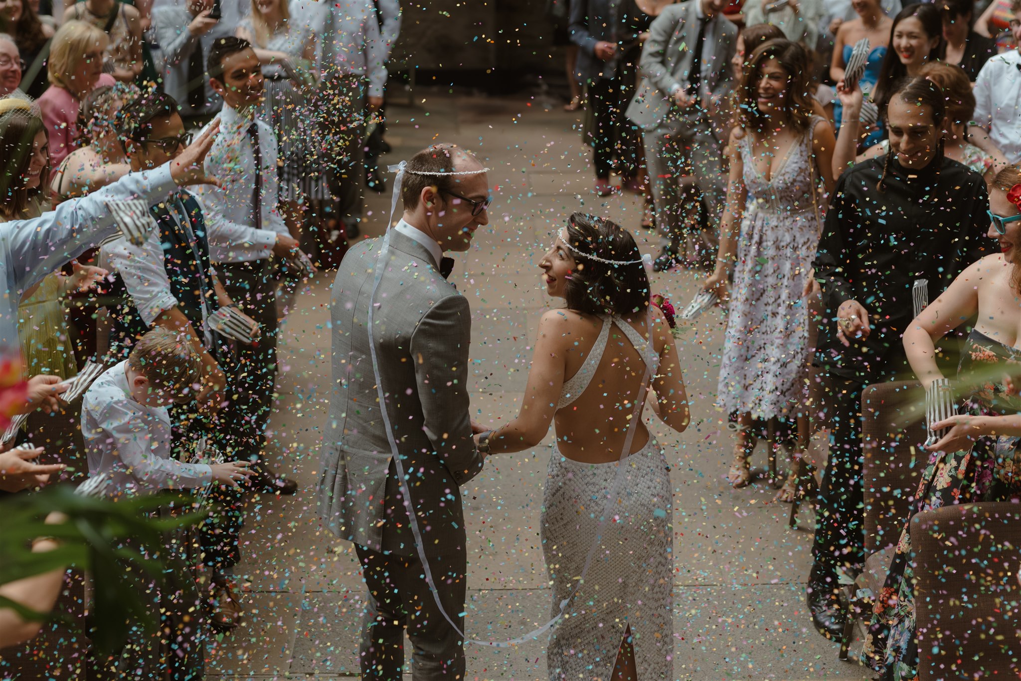 wedding in London at the Barbican. Editorial style wedding photographer