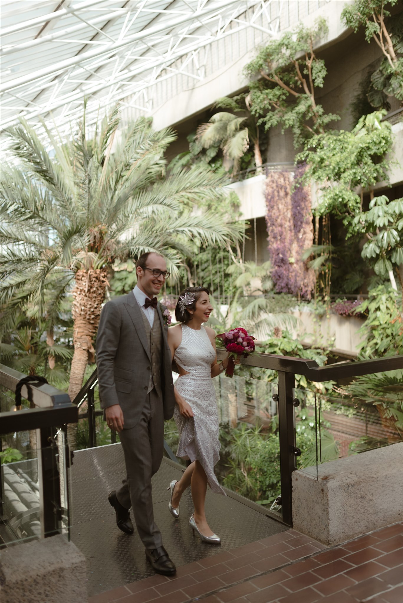 wedding in London at the Barbican. Editorial style wedding photographer