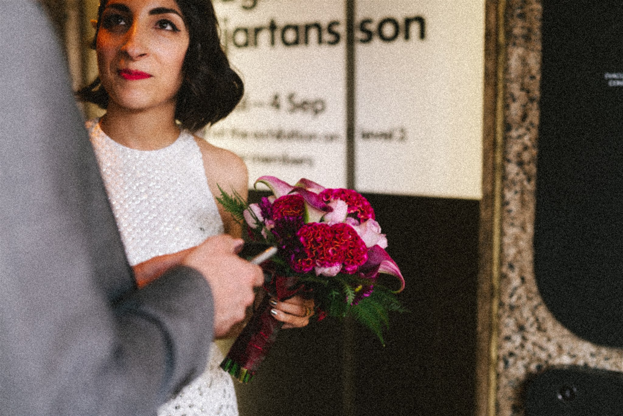 wedding in London at the Barbican. Editorial style wedding photographer