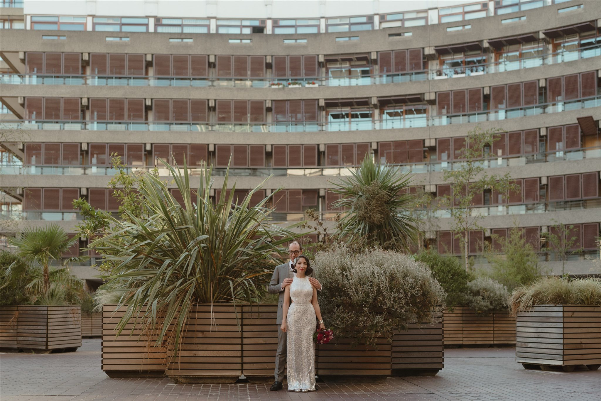 wedding in London at the Barbican. Editorial style wedding photographer