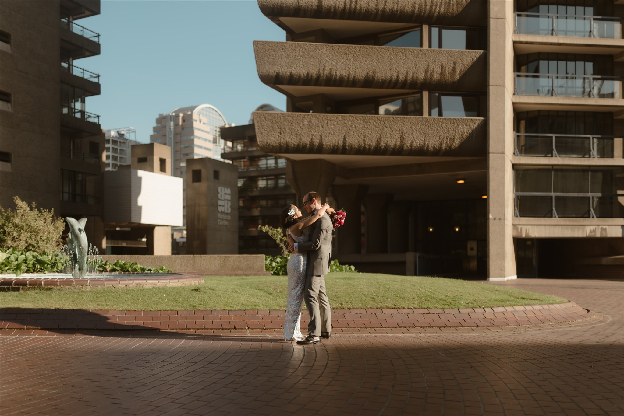 wedding in London at the Barbican. Editorial style wedding photographer