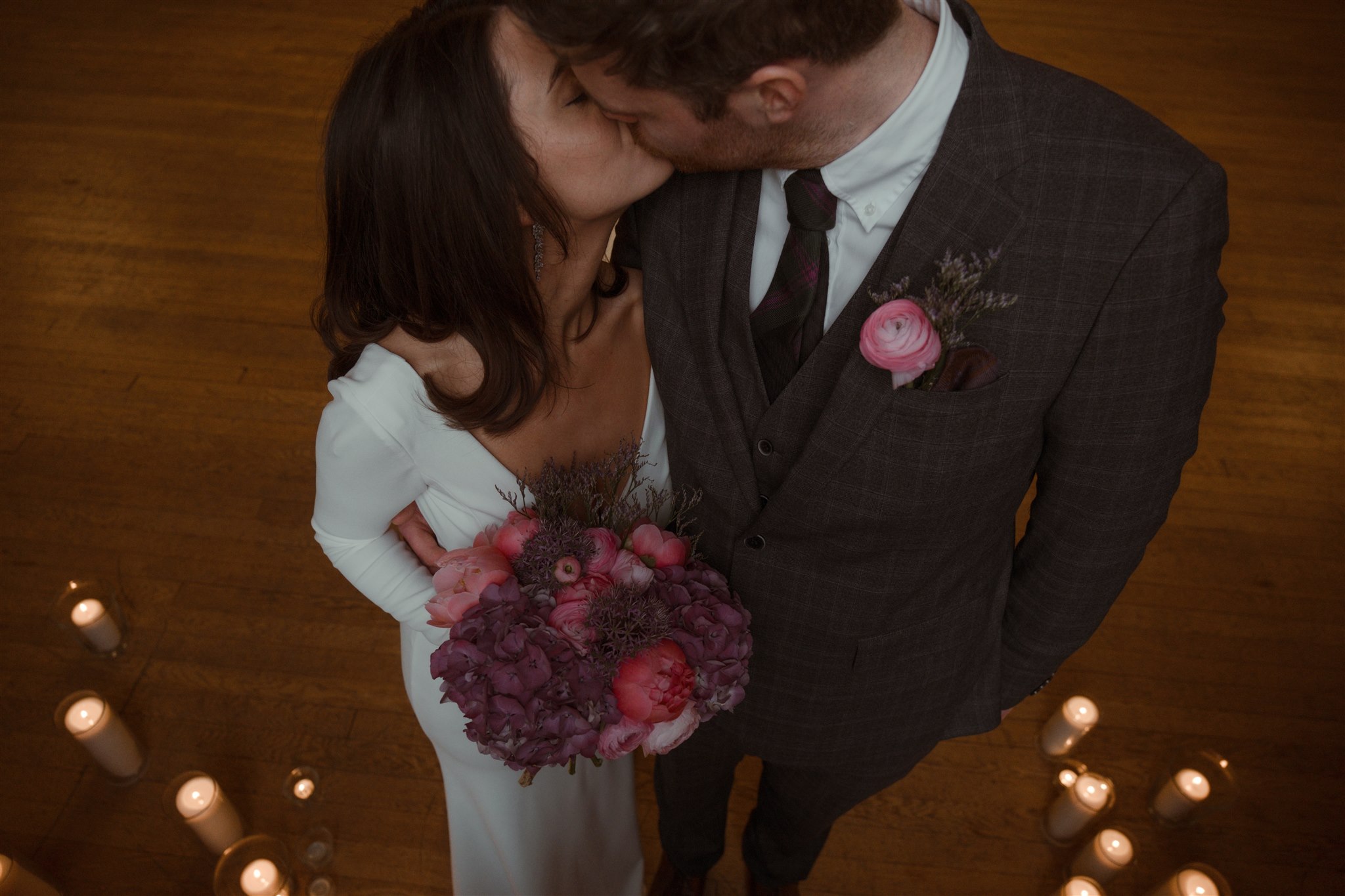 glasgow elopement photographer trades hall wedding candlit spring photography