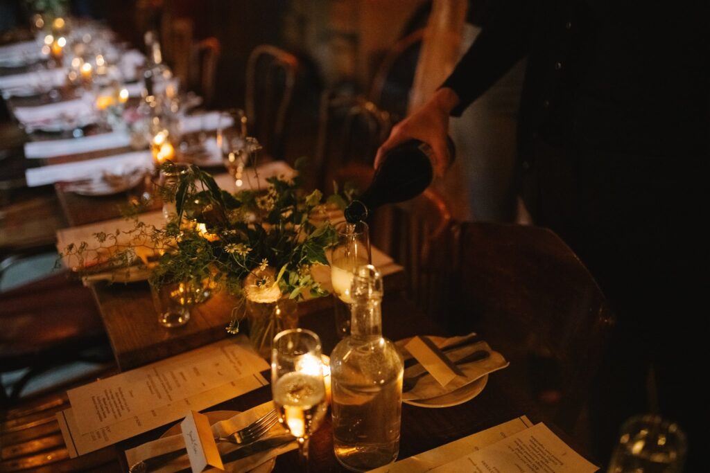 aesthetic night time photograph at a wedding in scotland