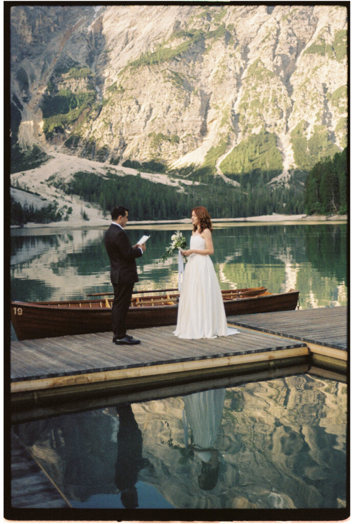 Lake Palafitta Dolomites Elopement Photographer | A Romantic Italy Elopement on 35mm Film, Super 8 & Digital